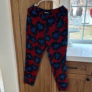 J. Crew Collection Floral Patterned Pants in Red and Blue